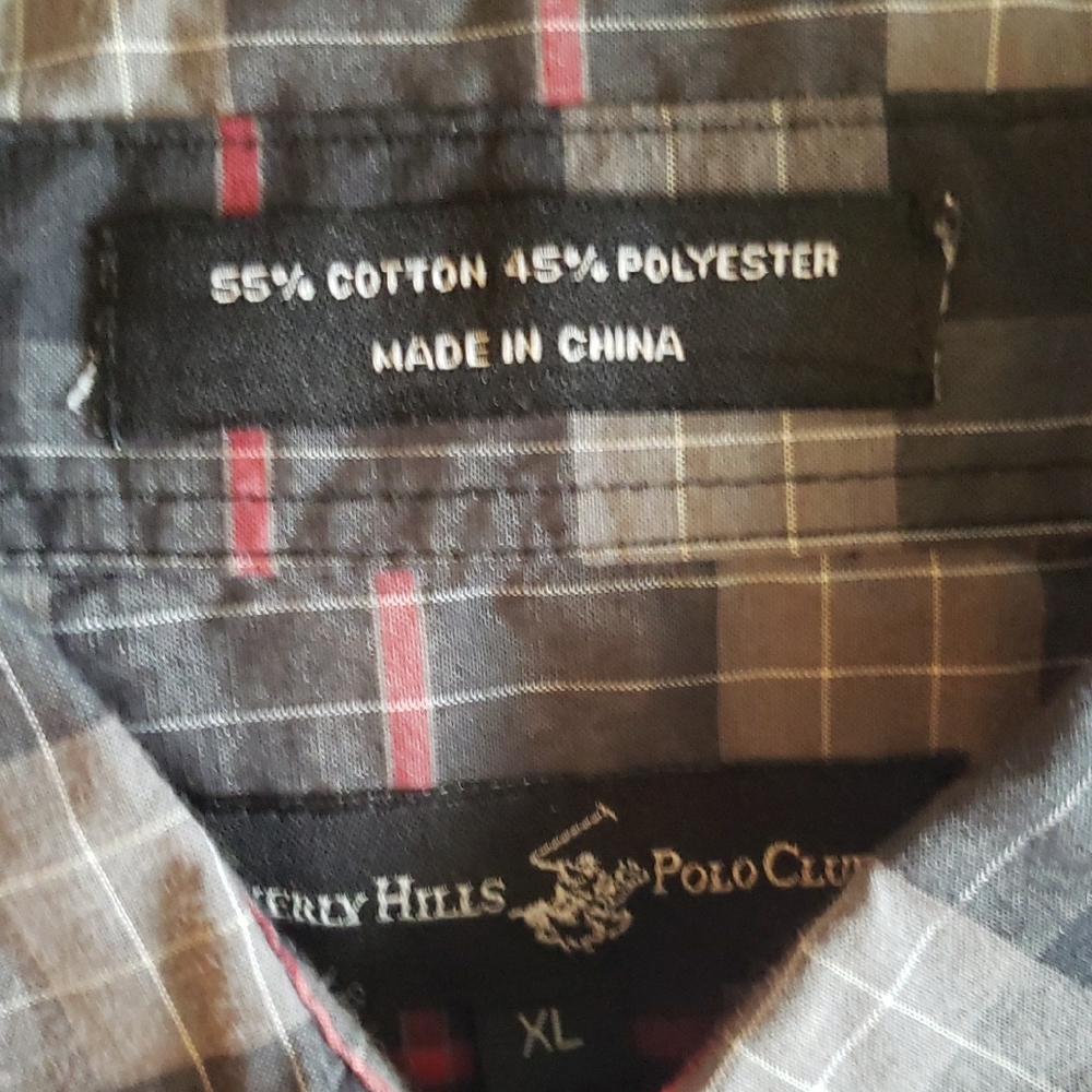 Beverly Hills Polo Club Gray Casual Button Down Shirt